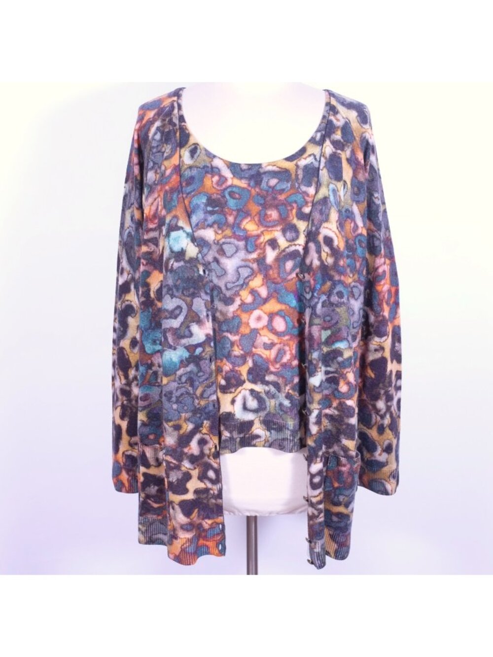 Escada XL sweater cardigan vest twinset wool silk cashmere 2 piece